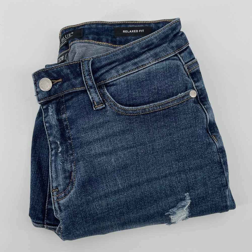 Judy Blue Relaxed Fit Distressed Medium Wash Jeans Size 7/28 JB88135 Raw Hem